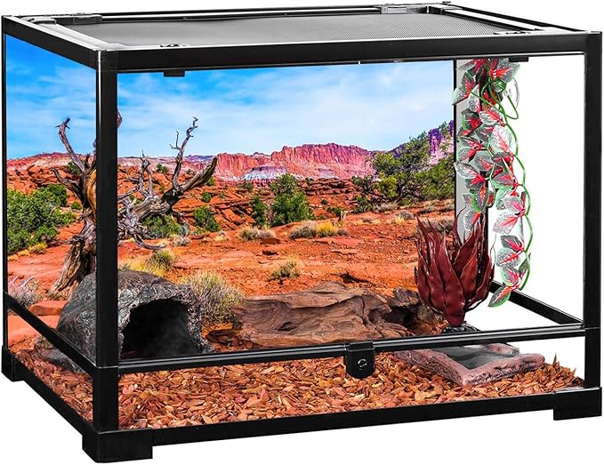 AWERT 60x24 inches Reptile Habitat Background Blue Sky Oasis Orange Desert Terrarium Background