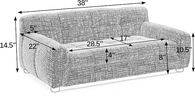 Ball & Cast 38" Dog Couch, Comfortable Dog Sofa Bed with Backrest and Armrests for Medium and Large Dogs, Linen Cozy Soft Cushion Pet Bed, Beige
