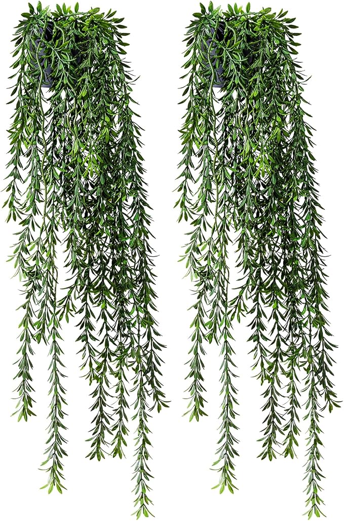 Artificial Hanging Plant 2 Pcs Faux Plant Ivy Vine Faux Eucalyptus Vines Fake