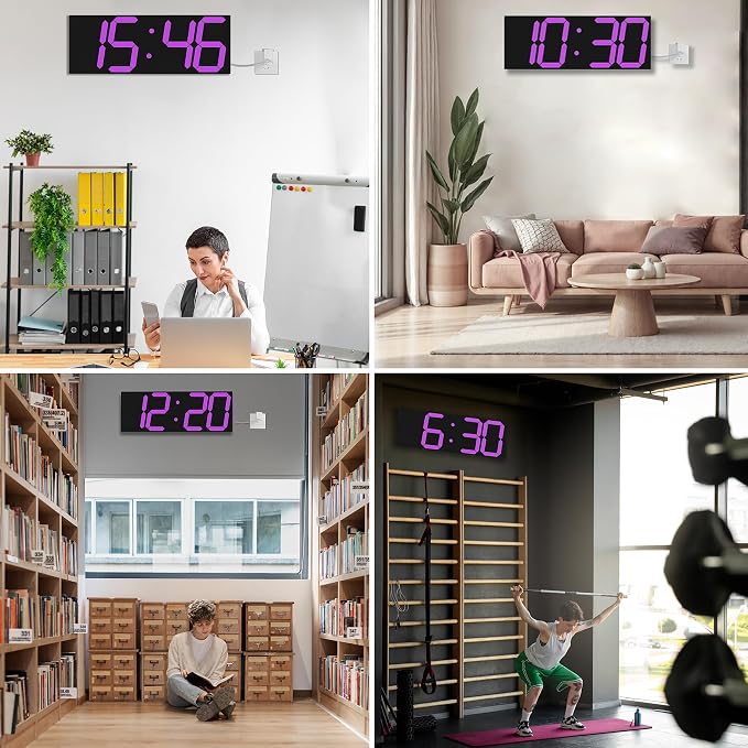 CHKOSDA LED Large Digital Wall Clock, Oversize Wall Clock