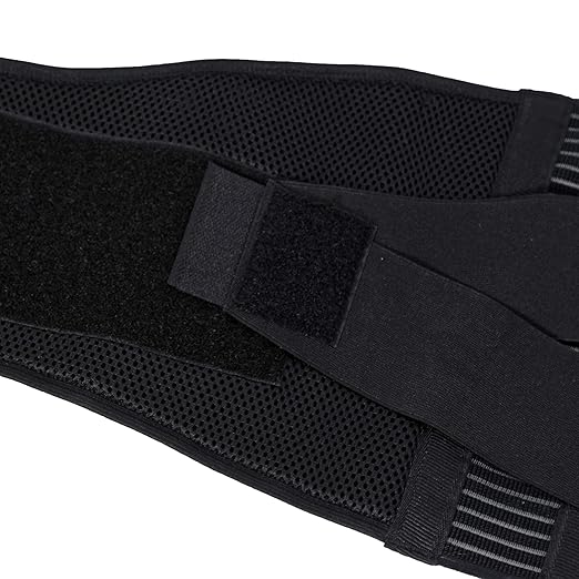 NeoTech Care Adjustable Compression Wide Back Brace Lumbar Support Belt (Charcoal, Size S)