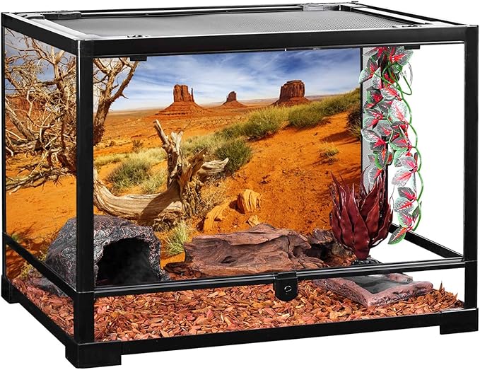 AWERT 48x20 inches Reptile Habitat Background Orange Desert Terrarium Background Durable Polyester Background