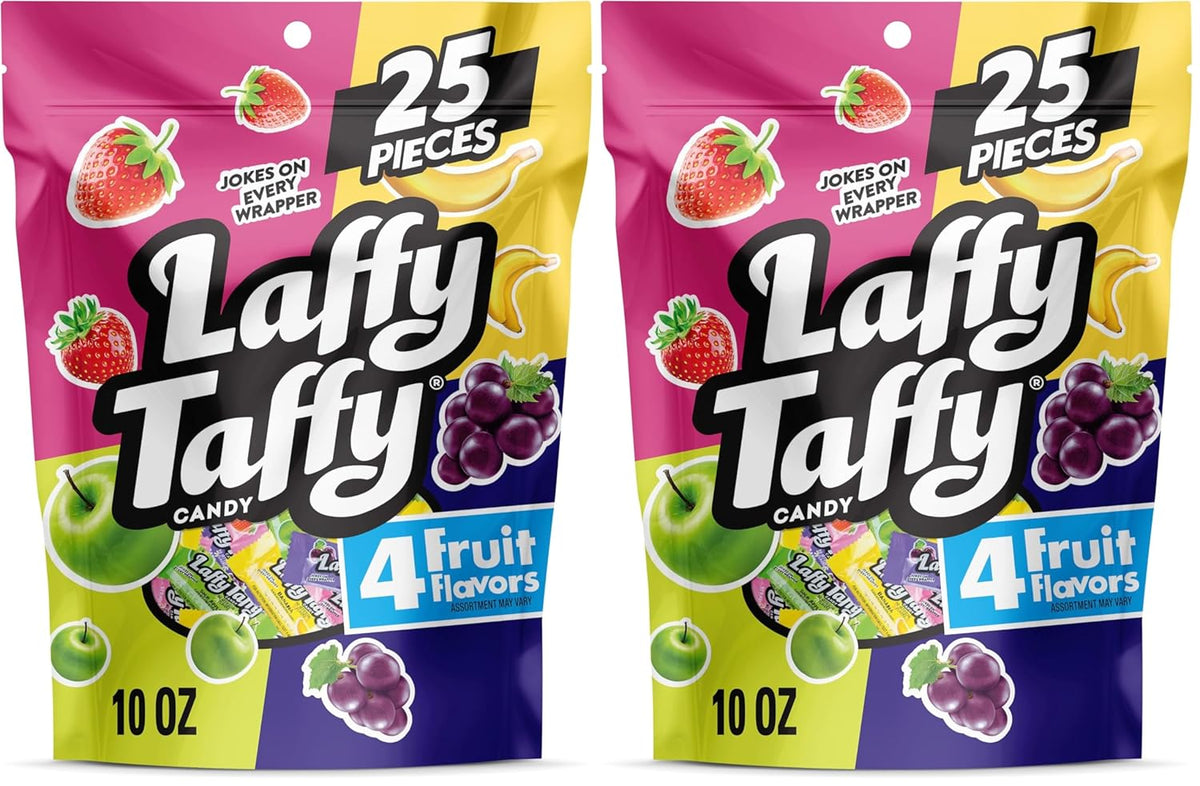 Laffy Taffy Assorted, Mini Bars, Stand Up Bag, Chewy Candy in a Variety of Fruity Flavors, 10 oz