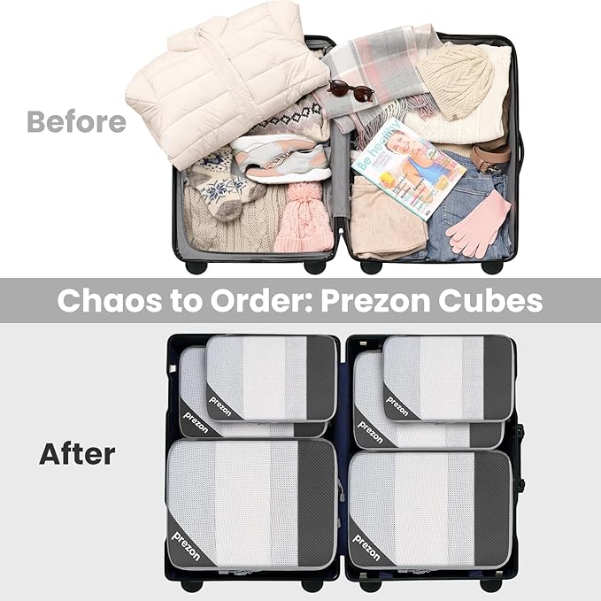 8 Set/6 Set/4 Set Compression Packing Cubes for Travel, Lightweight Vacation Travel Essentials, Travel Accessories for Suitcase Organizer Bags Set, Durable Luggage Organizer