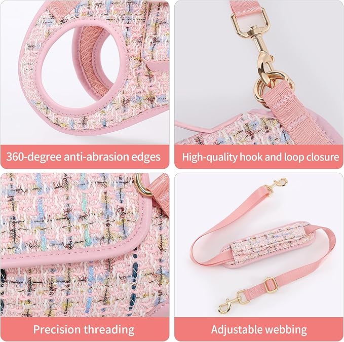 Dog Lift Harness Dog Carrier Dog VES Harness Adjustable Dog Leash with Small Puppy Treat Bag(Pink,M)