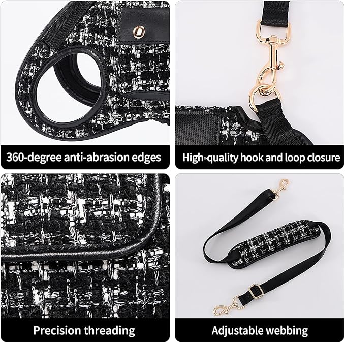 Dog Lift Harness Dog Carrier Dog VES Harness Adjustable Dog Leash with Small Puppy Treat Bag(Black,S)
