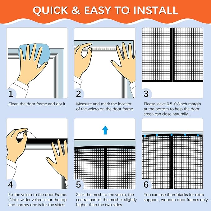 Fiberglass Magnetic Screen Door Fit Door Size 48 x 83 in- Heavy Duty Fiberglass Screen Door Mesh for Interior Door, Patio and Sliding Doors - Door Screen Magnetic Closure Let Fresh Air in