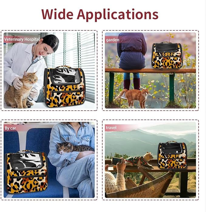Modern Classic Leopard Print Cat Backpack Carrier Pet Backpack Carrier for Small Dogs and Medium cat Puppy Kitten Bunny