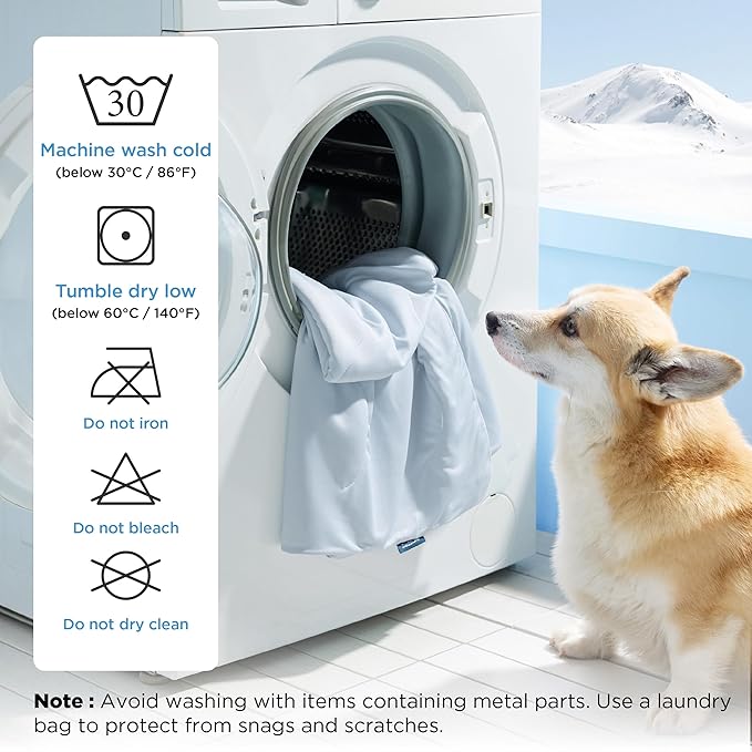 Bedsure Cooling Blanket for Large Dogs with Breathable Air-Core Fill Q-MAX>0.4 - Lightweight Pet Cat Throw Cold Blanket Washable for Summer,Soft Dog Cooling Mat for Couch Bed, Arctic Blue, 50x60