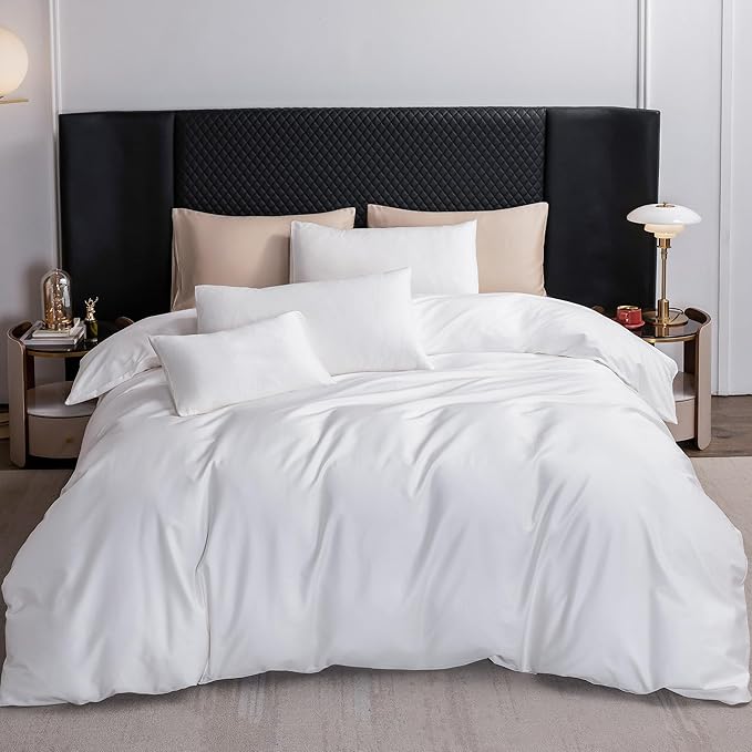 MooMee Duvet Cover Set 100% Extra Long Staple Cotton 600 Thread Count Silky Sateen Smooth Luxury Soft Breathable Durable Hotel Quality Bedding, 3 Pieces (Butter Yellow, King 104"x90")