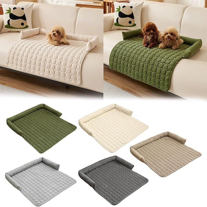 Luxurious Calming Dogs/Cats Bed Mats, Dog Couch Covers Protector, Dog Bed Fluffy Plush Mat for Furniture Protector with Removable Washable Cover for Large Medium Small Dogs and Cats (White)