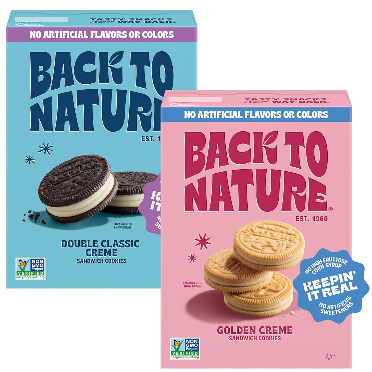Back to Nature Golden Vanilla Creme Sandwich Cookies, Plant Based, Non-GMO, Plant-Based, Made with Wheat Flour, Snack Happy 8.25 oz Box