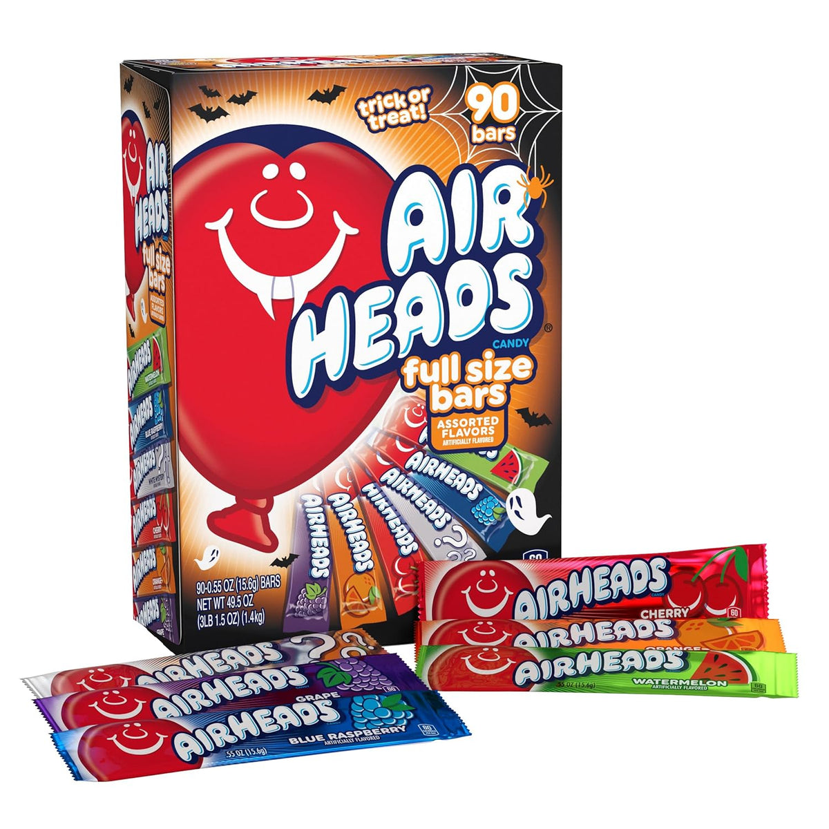 Airheads SOUR Candy Bars, Sour Watermelon Punch, Blue Blast, Lemon Berry Squeeze, 9 Bar Movie Theater Box