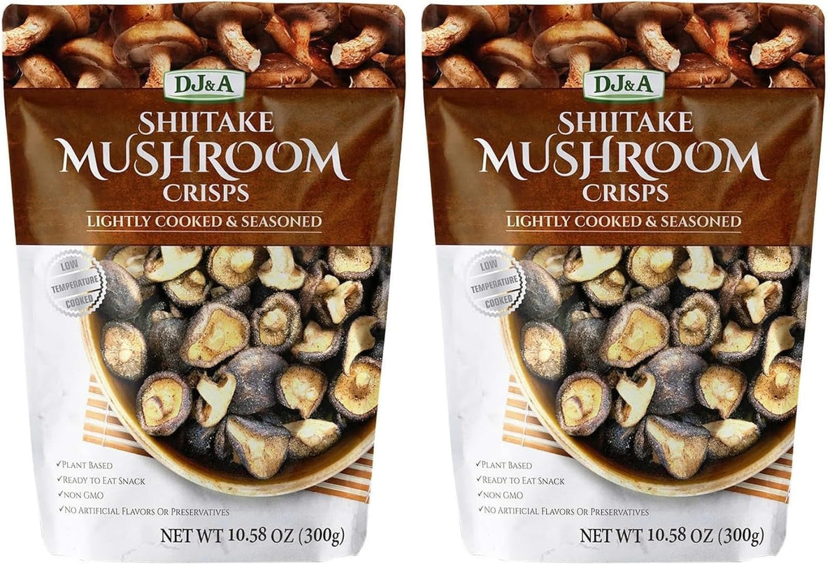 DJ&A Shiitake Mushroom Crisps - Lightly Cooked and Seasoned 10.28 Ounce (10.58 Ounce)