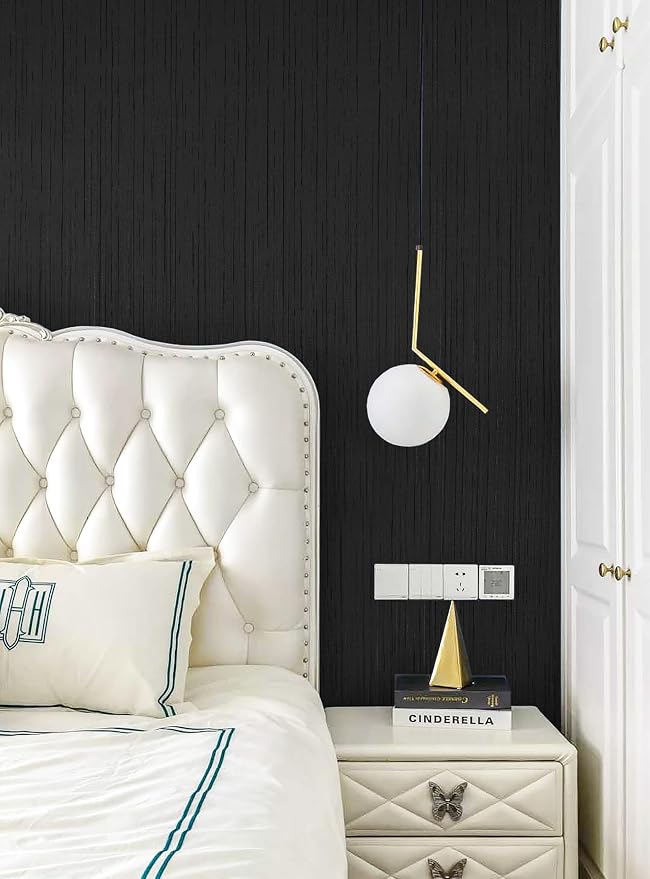 Dviolet Black Grasscloth Textured Fabric Contact Paper