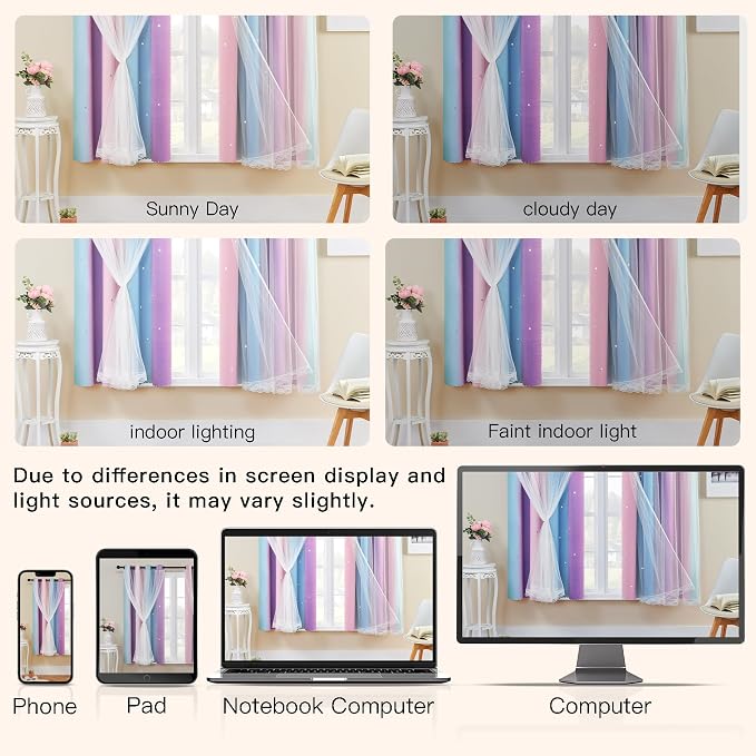 XiDi Purple Curtains for Bedroom, Curtain for Kids Room