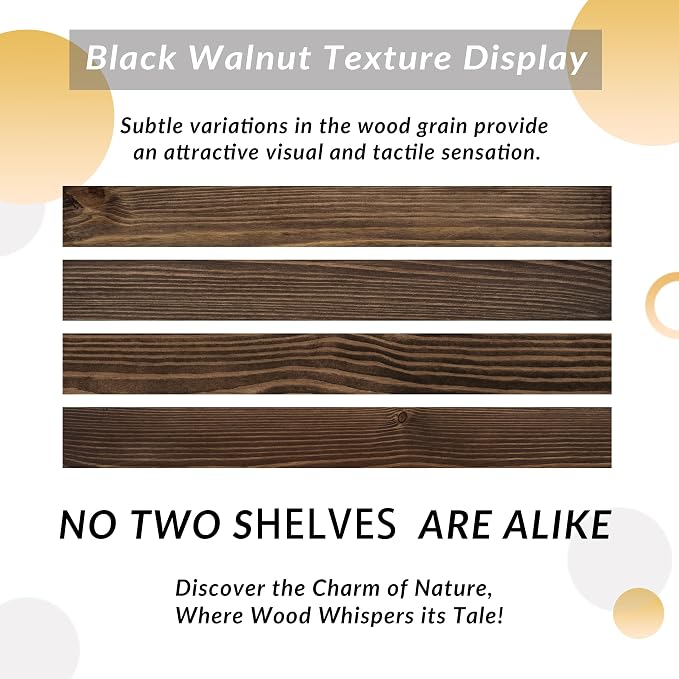36 Inch Floating Shelves, 8-Inch Deep High-End Solid Wood Long Floating Shelves