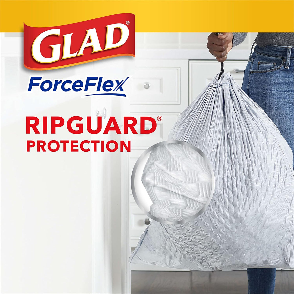 Glad ForceFlex Tall Kitchen Trash Bags, 13 Gal, Gain Lavender with Febreze, 80 Ct (Pack May Vary)