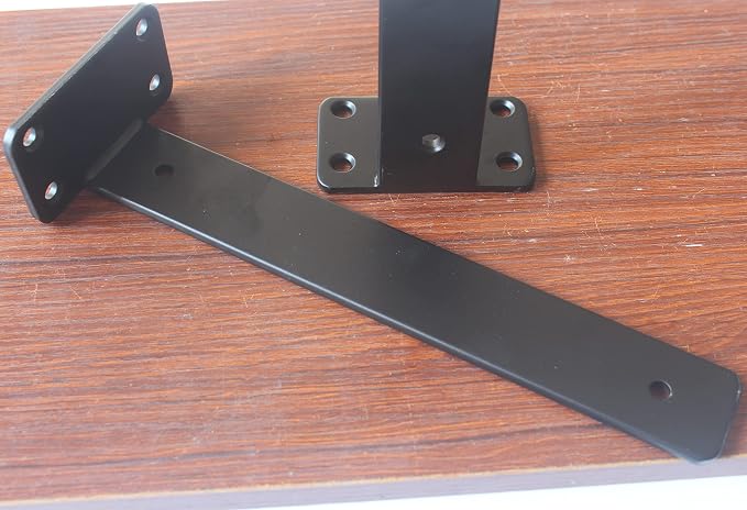 6 Pack - 8 inch Black Hidden L Shelf Bracket Iron Floating Shelf Brackets