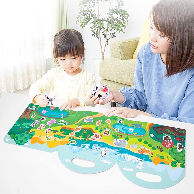 Jelly Reusable Sticker Books, Portable Travel Toys Sticker Activity Book for Kids 3+ Year Old Girls Boys, Animal Insect Dinosaur Ocean Space Car