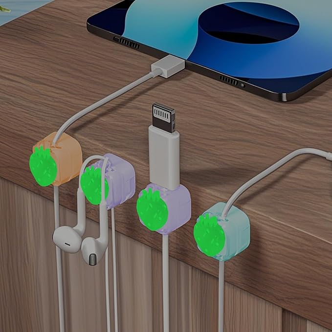 3Pack Magnetic Cable Clips for Nightstand, Adhesive Night-Glowing Cord Holder Organizer for Office Home Desk Wall Car (Strawberry)