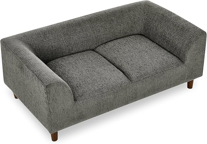 Modern Rectangular Pet Sofa with Backrest and Armrests - Comfortable Dog Couch for Medium and Large Dogs - Stylish and Functional Pet Furniture with Soft Cushion (Dark Grey)