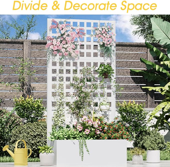 Metal Planter Box with Trellis, Planter Box Trellis with Privacy Screen and
