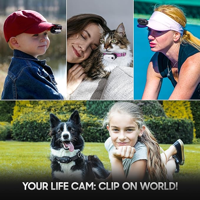 4K UHD Dog& Cat Pet Camera Collar, Video Recorder with Phone App Live View, Outdoor & Indoor POV Action Cam for Small and Medium-Size Dogs(White - Pink Waterproof Collar - M, 128g)