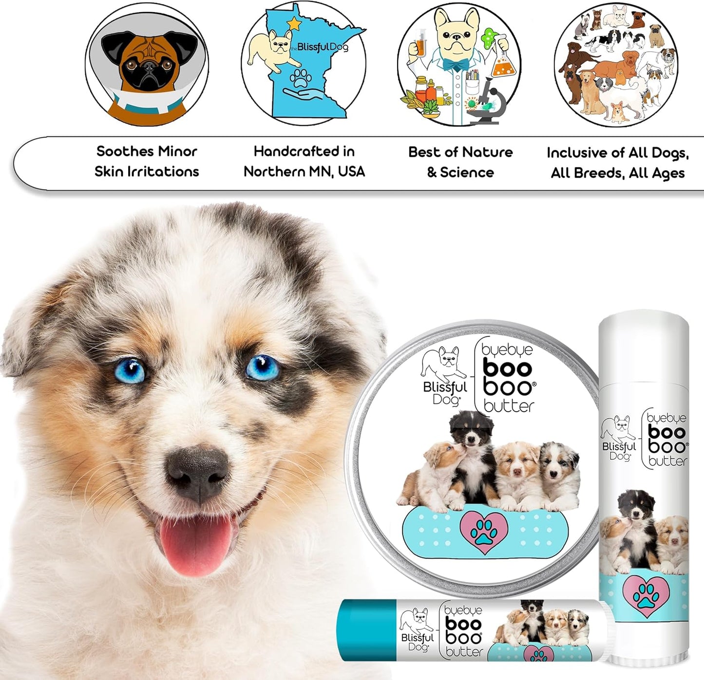 The Blissful Dog 4 oz TIN Australian Shepherd Booboo Butter