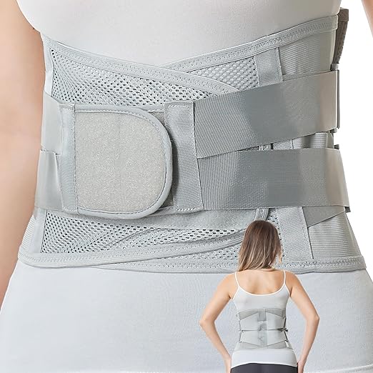 NeoTech Care Adjustable Double Pull Lumbar Brace/Lower Back Belt (Grey, Size XXL)