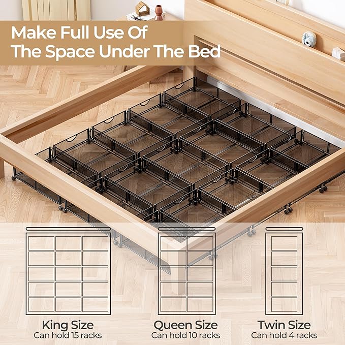 Metal Rolling Under Bed Storage, 2 Pack – Black