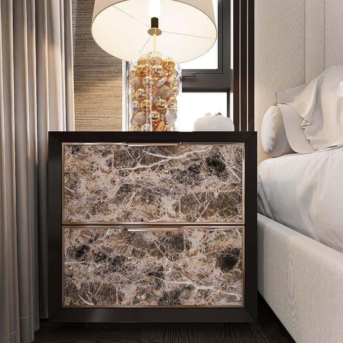 BAYYA Brown Marble Paper Granite Peel and Stick Kitchen Backsplash Wallpaper