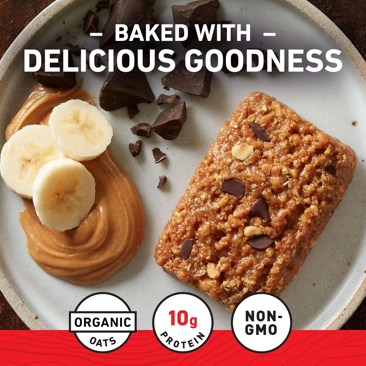 clif bar energy protein bars peanut butter banana dark chocolate organic oats non gmo 10 pack