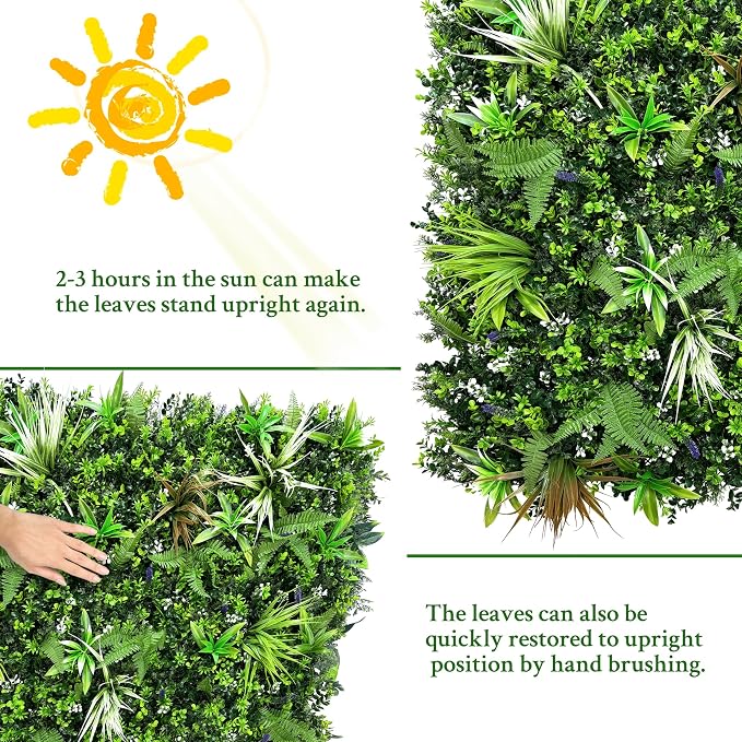 ODTORY Artificial Boxwood Topiary Hedges Panels, Backyard Indoor Outdoor Green