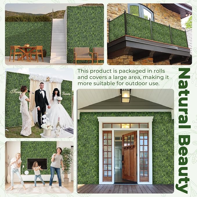 Artificial Boxwood Backdrop Roll: 48"x144" UV-Anti Greenery Faux Grass Hedge