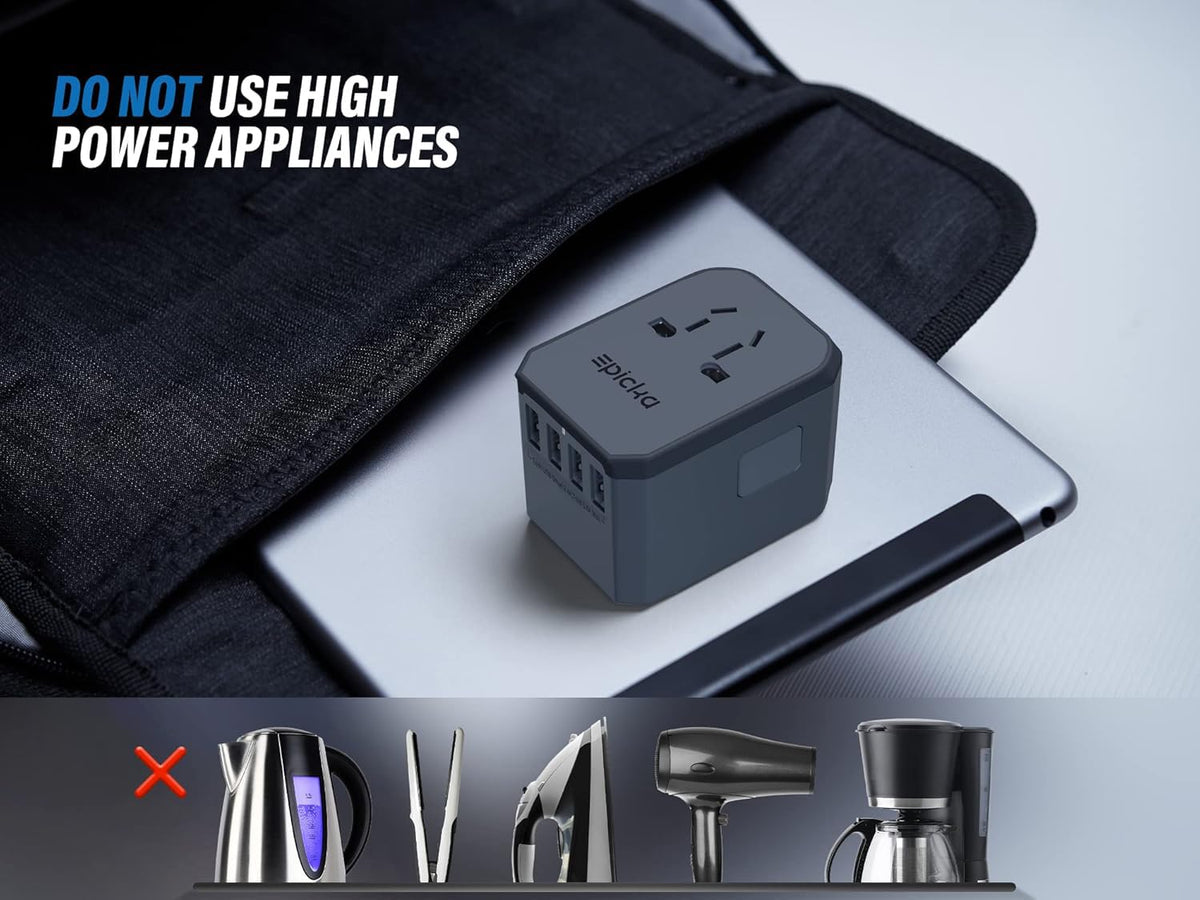 EPICKA Universal Travel Adapter TA-105 – 6-in-1 Worldwide Charger (Space Grey)