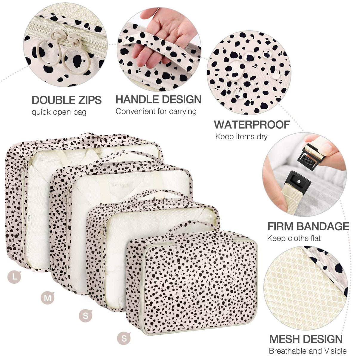 Hatisan Leopard 8-Piece Packing Cubes Set | Travel Luggage Organizer