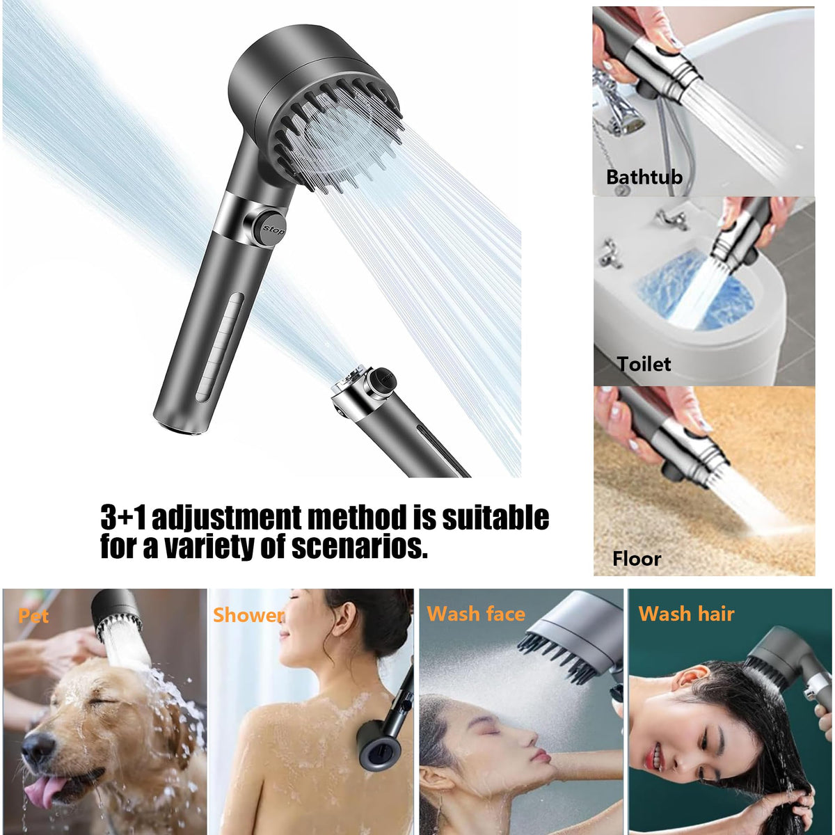 LIAOVEN Filtered Shower Head with Handheld — 3-Spray High-Pressure Ionic Filter, 8 Filters & Anti-Clog Nozzles