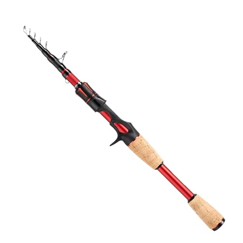EOW XPEDITE LITE Portable Telescopic Fishing Rods & Combo, Spinning & Casting Fishing Poles, 24T Carbon Rod Blanks, Solid Carbon Tip, Split Cork Grips, Travel Rod, Combos with 5+1BB Spinning Reel - size: 6'6"-M-Fast, style: Rod- Casting
