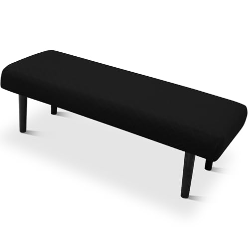 Stretch Bench Seat Cover, Reusable Slipcover for Dining Room & Bedroom, Removable Washable Rectangular Bench Covers, Elastic Fit for Home Furniture(Black) - color: Argyle Black