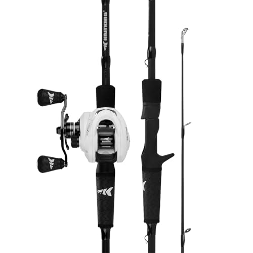 KastKing Crixus Fishing Rod and Reel Combo, High Performance Spinning & Baitcaster Combo, IM6 Graphite 2Pc Blanks, Zirconium Oxide Rings, SuperPolymer Handle, Lightweight Reel with Aluminum Spool - size: Cast-6'6" Med Heavy- Left Handed-2pcs
