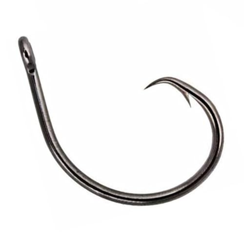 Reaction Tackle Circle Hooks - High Carbon Steel Fishing Hooks for Catfish, Bass and Saltwater Fishing - Sharp Offset Inline Point, Corrosion Resistant Black (25-Pack) - size: #4/0