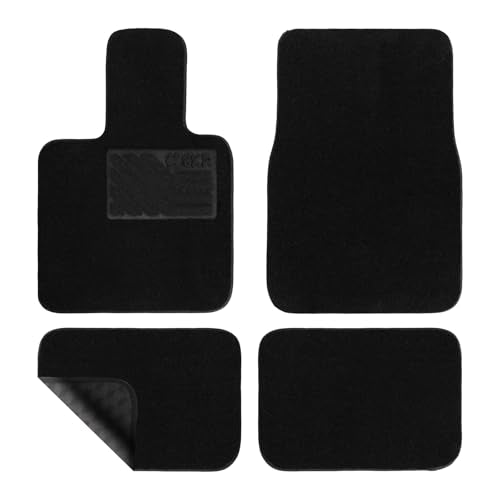 EKR All-Weather Universal Fit Car Floor Mats, 0.5 inch Thick Car Carpet Mats, Anti-Slip Automotive Mat with Driver Heel Pad Fit for SUV, Vans,Sedans, Trucks (Black,4pcs Black Full Set) - color: Black