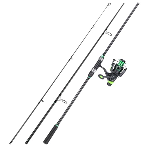 Sougayilang Surf Fishing Rod Combo IM8 Carbon 3 Piece Travel Spinning Rod with 4000 Size Spinning Reel (9'/10'/11'/12') - size: 10'0"