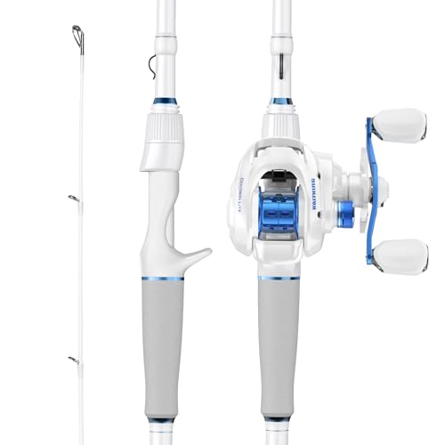 KastKing Centron Lite Fishing Rod and Reel Combo, IM6 Graphite 2Pc Blanks, Stainless Steel Guides with Ceramic Rings, Contoured EVA Handles & Fighting Butt, Split or Full Rear Handle Design, 13 Models - style: Cast-7'0" Medium Heavy- Right Handed-2pcs