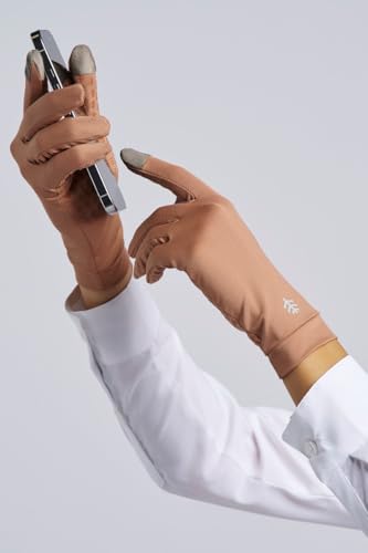 Coolibar Full Finger UV Sun Gloves - UPF 50+ Sun Protection - Gannett - color: Antique Tea, size: X-Large