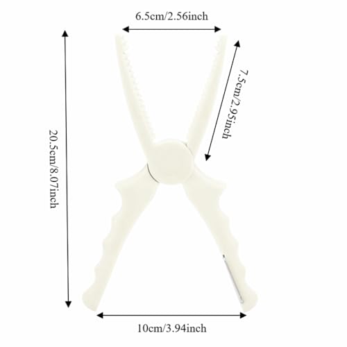 2 Pcs Fishing Pliers 8.1 Inch – ABS Fish Grip Clamp with Ergonomic Handle and Lanyard for Saltwater and Freshwater Fishing, Lightweight Portable Tackle Tool - color: White