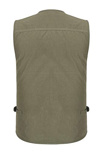 Spanye Mens Fishing Vest Multi Pocket Vests Safari Travel Photo Work Jacket Alive Outerwear - color: Army Green, size: 5X-Large