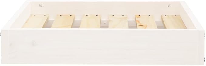 Small Dog Bed, Elevated Rectangular Pet Bed for Small Breeds, Solid Pine Wood Dog Sleeping Cot, Minimalist Indoor Pet Furniture, Durable White Wood Bed Frame
