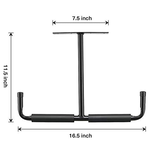 Ihomepark Overhead Garage Storage Hooks, Heavy Duty Ceiling Mounted Garage Utility Hanging Rack for Lumber Bike Tools, Black - size: 2 Pack